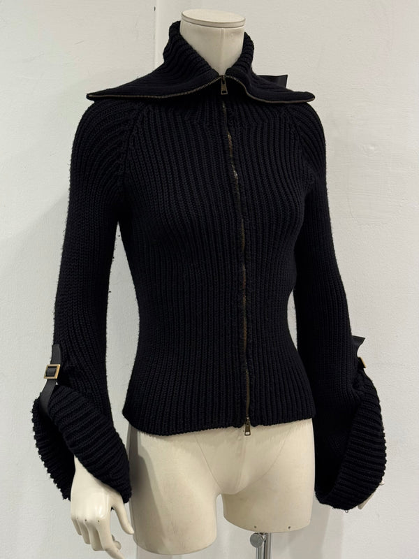 A/W2003 Gucci by Tom Ford ribbed bondage sweater with leather straps