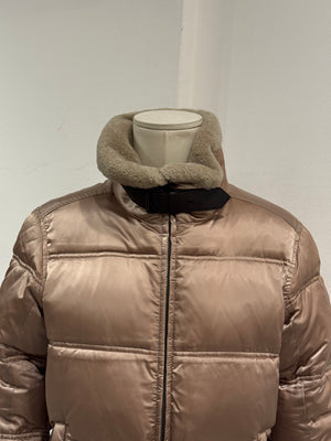 2000s Prada shearling-collar puffer jacket