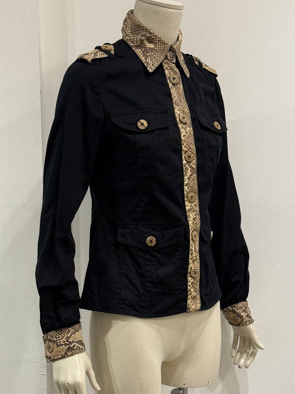 2000s Dolce & Gabbana real Python trim shirt