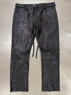 2000s Ann Demeulemeester leather pants with waist straps