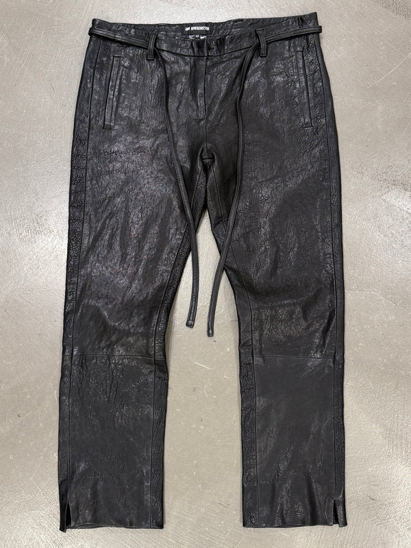 2000s Ann Demeulemeester leather pants with waist straps