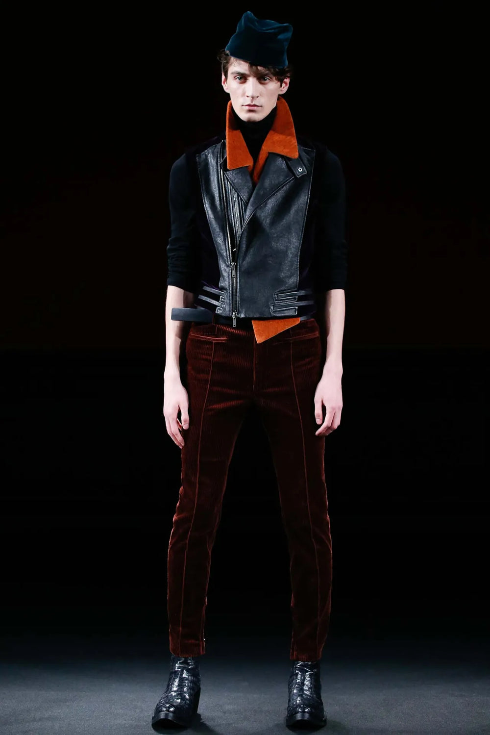 A/W2015 Haider Ackermann runway leather and velour vest