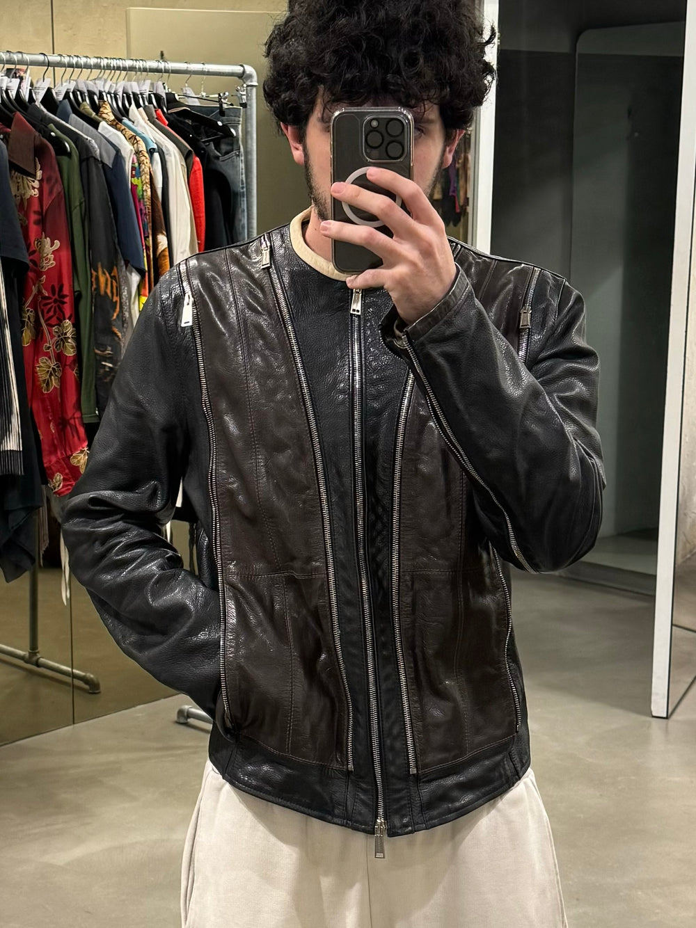 SS2014 Dsquared2 multi-zip biker leather jacket