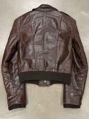 A/W2002 Balenciaga by Nicolas Ghesquiere distressed leather bomber jacket