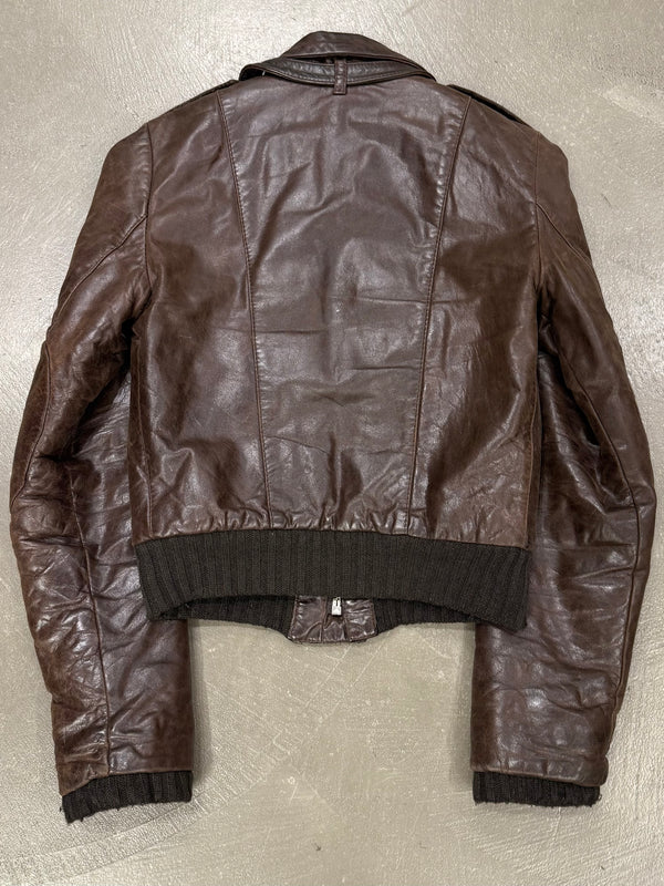A/W2002 Balenciaga by Nicolas Ghesquiere distressed leather bomber jacket