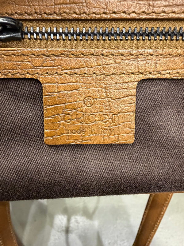1990s Gucci monogram shoulder bag with bamboo detail