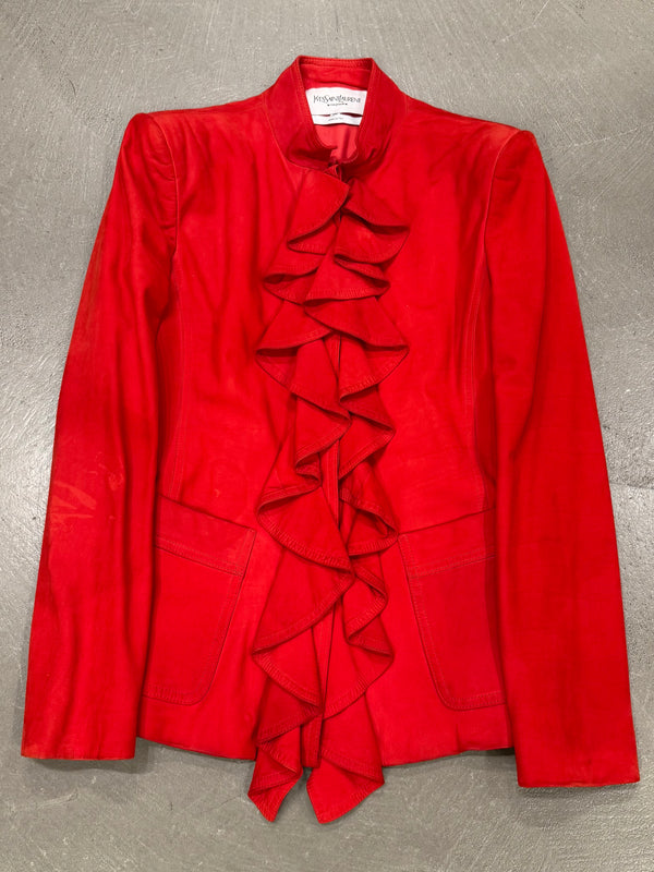 A/W2003 Yves Saint Laurent runway ruffled suede jacket
