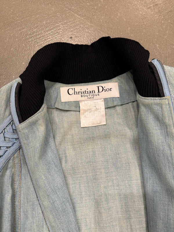 2002 Christian Dior by John Galliano lace-up denim bomber jacket
