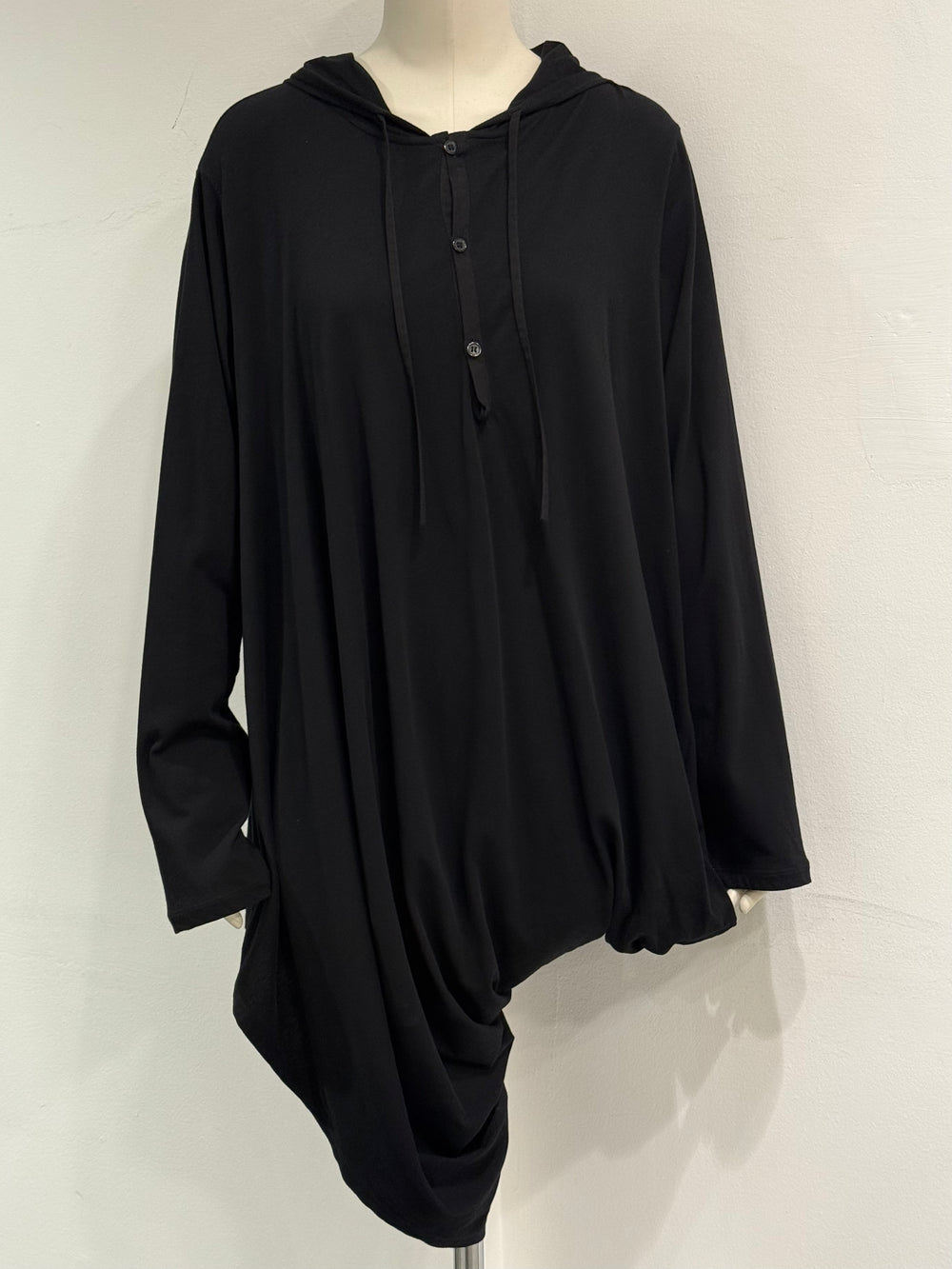2010s Yohji Yamamoto asymmetrical draped hoodie shirt