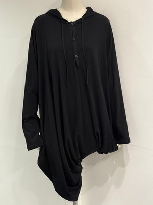 2010s Yohji Yamamoto asymmetrical draped hoodie shirt