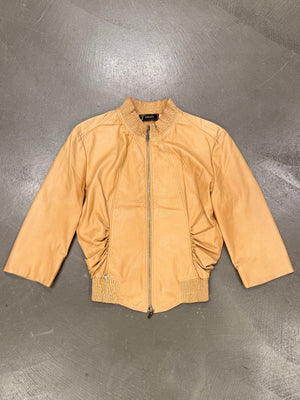 2000s Gianni Versace cropped leather bomber jacket