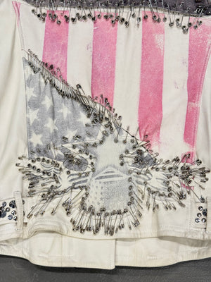 S/S201 Balmain by Christopher Decarnin runwayflag safety pin leather jacket