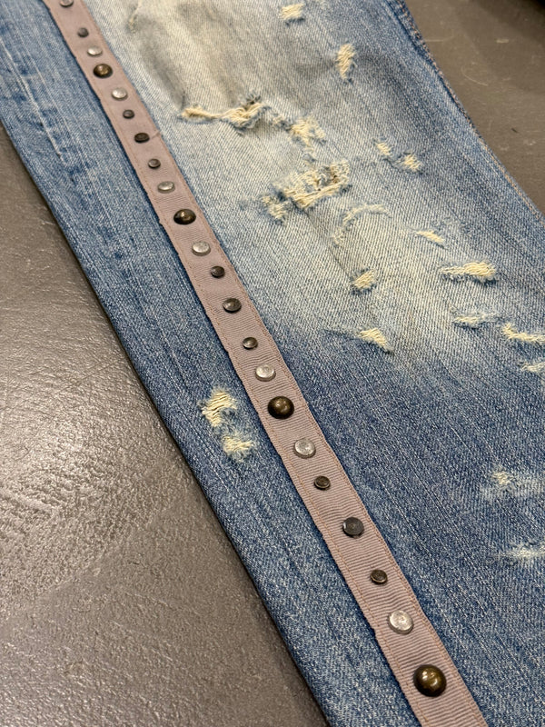 2000s Cavalli distressed studded jeans
