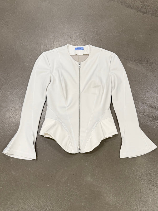 2010s Mugler white structured jacket with flared sleeves