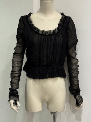 A/W2002 Alexander McQueen runway sheer silk peplum top