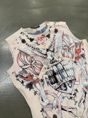 S/S 2003 Alexander McQueen tattoo mesh top