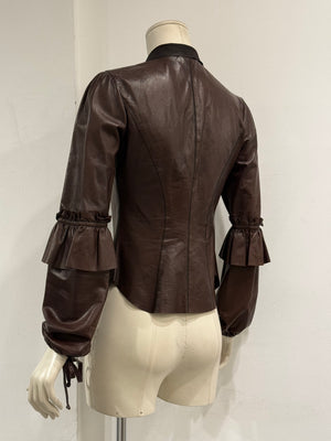 2000s Roberto Cavalli Tie leather jacket
