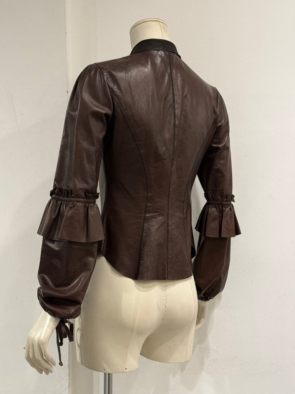 2000s Roberto Cavalli Tie leather jacket