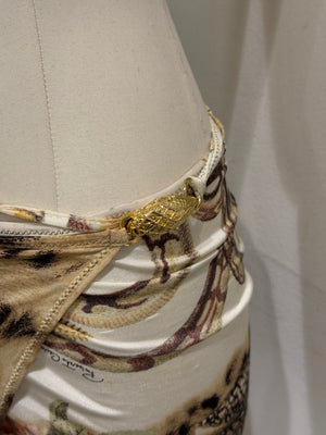 S/S 2005 Roberto Cavalli mixed-print wrap mini skirt