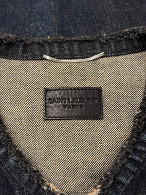 2012 Saint Laurent by Hedi Slimane lace-up leather denim vest