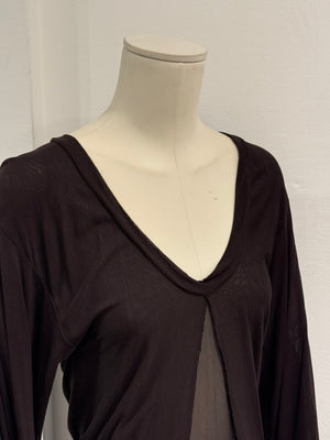 2000s Yves Saint Laurent by Tom Ford hybrid sheer blouse