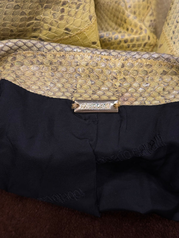 S/S2001 Roberto Cavalli iridescent rainbow snake cropped leather blazer