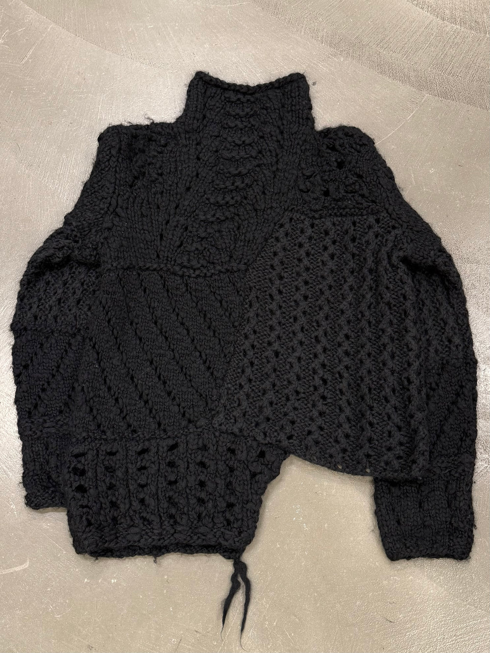 1990s Emporio Armani patchwork heavy hand knitted sweater