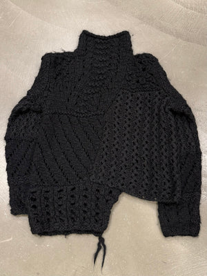 1990s Emporio Armani patchwork heavy hand knitted sweater