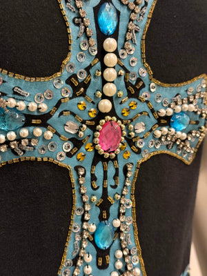 2000s Versace embellished cross tank top