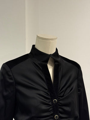 2000s Roberto Cavalli ruched velvet trimmed jacket