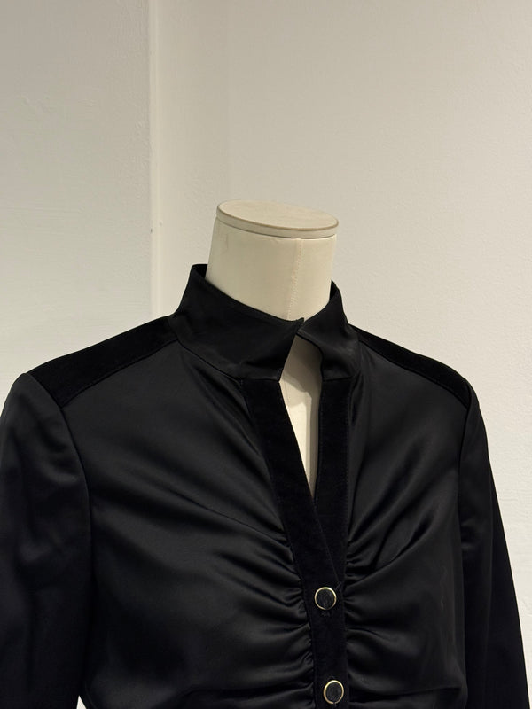 2000s Roberto Cavalli ruched velvet trimmed jacket