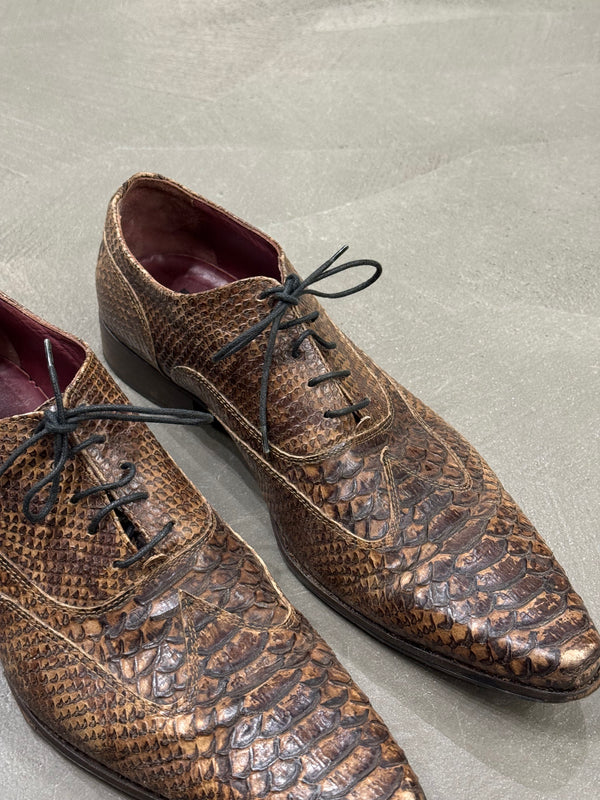 2000s Dolce & Gabbana printed leather derby shoes