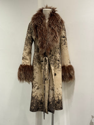 F/W1999 Roberto Cavalli fur-trimmed wool coat