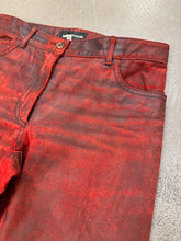 Load image into Gallery viewer, A/W2001 Ann Demeulemeester distressed painted red leather pants
