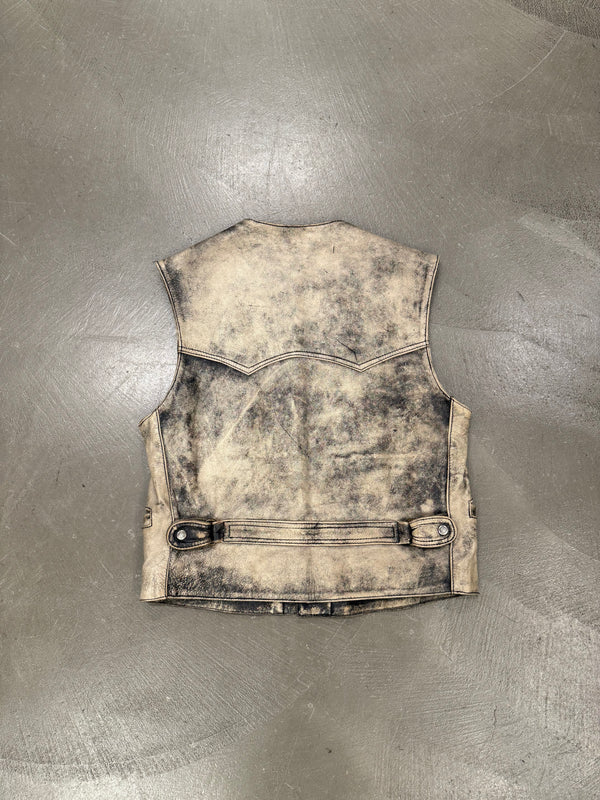 2000s Versace distressed leather vest
