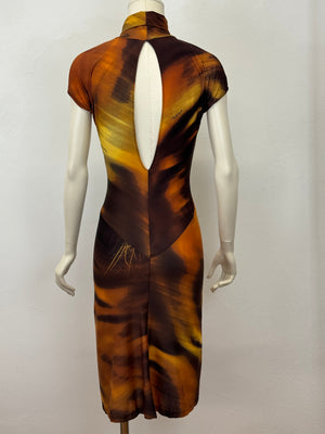 A/W2000 Roberto Cavalli tiger print cut-out dress