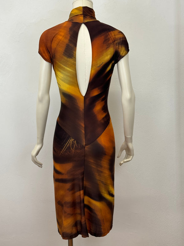 A/W2000 Roberto Cavalli tiger print cut-out dress
