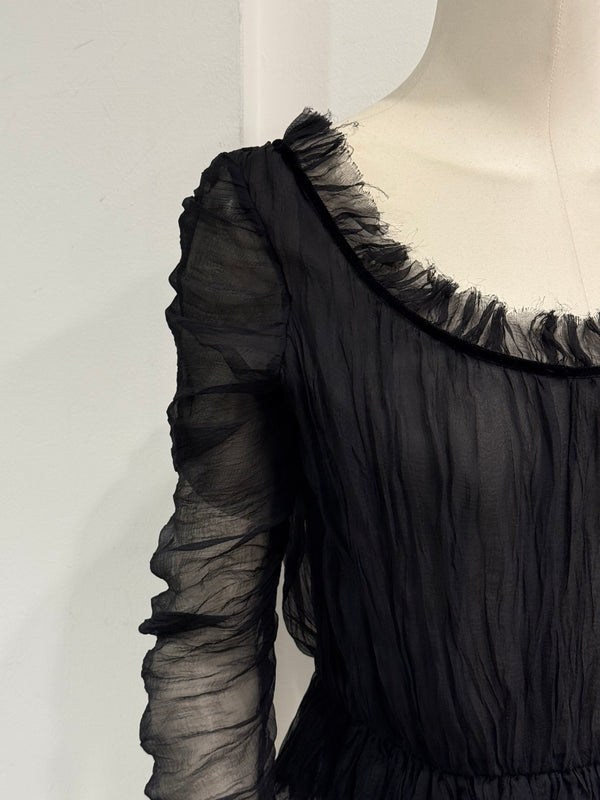 A/W2002 Alexander McQueen runway sheer silk peplum top