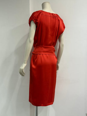 2000s Yves Saint Laurent silk belted draped dress