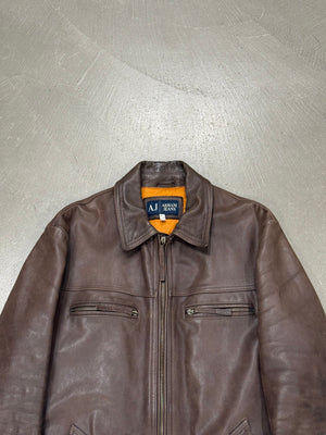 2000s Armani leather zip jacket