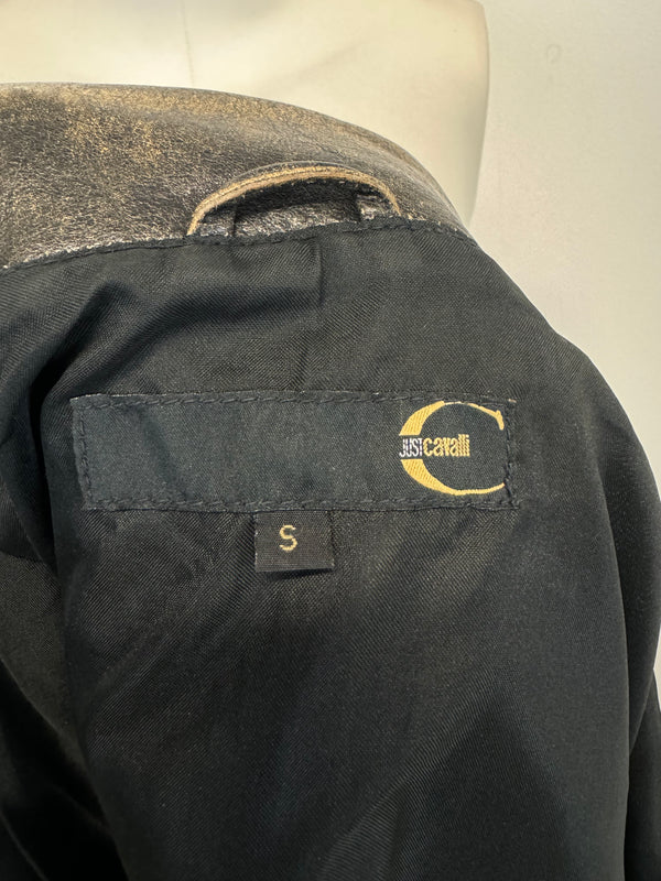 2000s Roberto Cavalli washed faded leather jacket