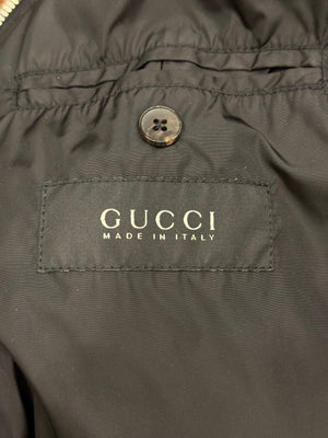 2000s Gucci nylon puffer jacket with leather details