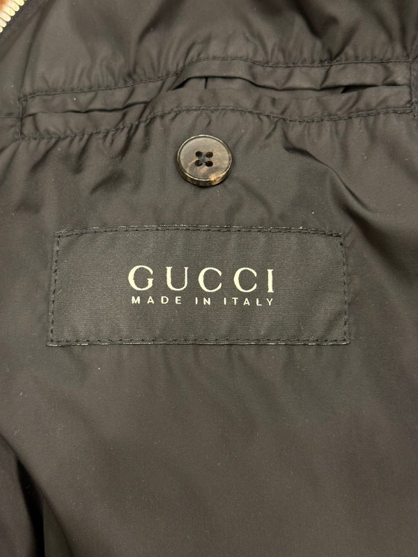 2000s Gucci nylon puffer jacket with leather details