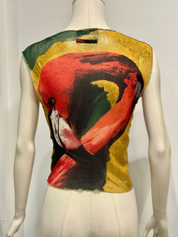 S/S1996 Jean Paul Gaultier flamingo mesh vest