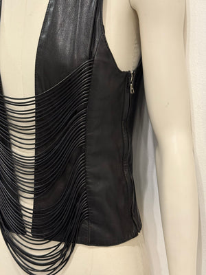 A/W1992 Helmut Lang Leather fringe corset top