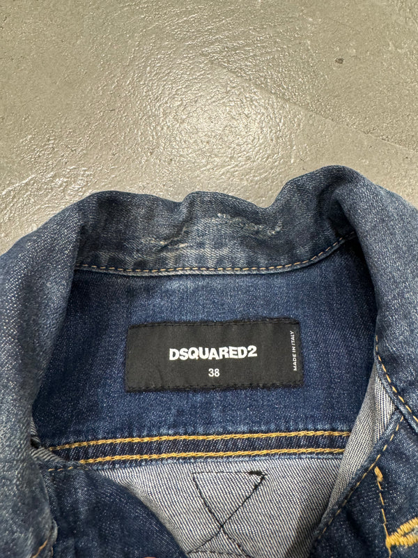 2016 Dsquared2 bondage straps zipper denim vest