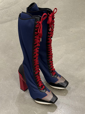 S/S2017 Versace iconic runway neoprene multi color high boots