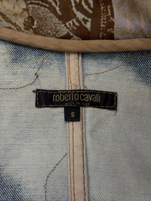 A/W2001 Roberto Cavalli “phoenix” double layer destroyed runway denim jacket