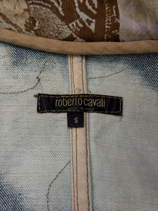 A/W2001 Roberto Cavalli “phoenix” double layer destroyed runway denim jacket