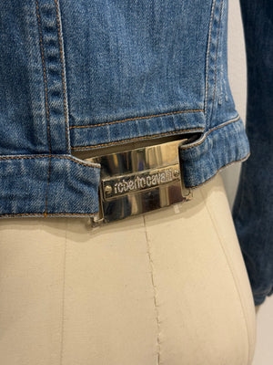 200s Roberto Cavalli distressed denim jacket